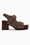 Cleo Brown Suede Belted Platform Heeled Women's Sandals - 2