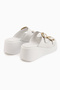 Luna Genuine Leather White Double-Strapped Platform Heeled Women's Slippers - 5