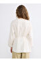 Ecru Hakim Collar Belted Women's Shirt Tunic - 6