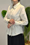 Lacing Detailed Shirt 19515 Beige - 3