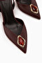 Laura Brown Buckle Ankle Strap Women's Heeled Shoes - 5
