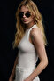 Original women's soft and stretchy fabric knot-shoulder slim fit ecru t-shirt - 4