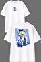 Astronaut Design Front and Back Printed White Oversize T-Shirt