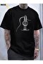 تي شيرت رجالي فضفاض بنقشة جيتار
