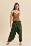 Double Breasted Front Detail Elastic Waist Loose Trousers - 3