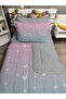 Quilted Hearts Patterned 4-Piece (100% Cotton 100X200 with Elastic Sheets) Single Bedspread Set