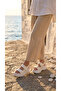 Skin High Sole Double Velcro Two-Stripe Summer Women's Wedge Heeled Sandals - 6