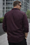 Men's Plum Plus Size Shirt Long Sleeve Cotton Satin Pocketed Wide Cut - 2
