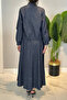 Sim Detail Denim Skirt Suit 14376 Navy Blue - 4