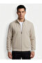 Men's Beige Textured Bomber Jacket - Seasonal Coat with Stand Collar and Zipper