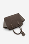 Women's Hand Knitted Charm Zipper Closure Handbag Refone Brown Straw - 4