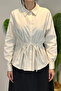 Lacing Detailed Shirt 19515 Beige - 2