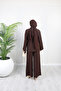 Women's Stylish Hijab Pantsuit with Belt, Long Sleeves, 2-Piece Set with Gold Detail - 3