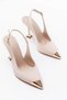 Elegant Metal Tipped Slingback Heel Shoes Cream Seten 749 - 2