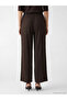 Brown Textured Women's Trousers with Elastic Waist - 4