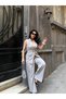 Women's Gray Belted Vest Suit