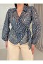 Crispy Patterned Chiffon Double-Breasted Blouse - 3