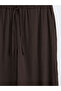 Brown Textured Women's Trousers with Elastic Waist - 7