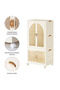 2 Tier Kids Wardrobe Storage Cabinet Multi-Functional Organizer with 10 Clothes Hangers - 3