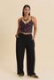Double-Breasted Women's Viscose Trousers with Crossed Waist Belt - 5