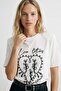 Embroidery Detailed Padded T-Shirt Ecru