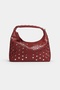 Women's Studded Stone Leather Look Bag Burgundy