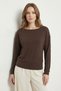 Brown Boat Neck Blouse with Stone Detail 8364
