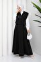 Women's Black Button Detailed Vest Blouse Skirt Triple Hijab Set Nbft007 - 3