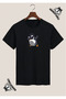 Penguen Special Design Printed Black T-Shirt