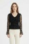 Black V-Neck Spanish Sleeve Lace Blouse 8518A - 2