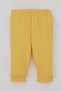 Baby Boy Pajama Set with Shoulder Patches, Rib Stripes, 4 Months-1 Year, Yellow - 5