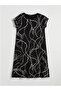 Lcw Gracenavy Blue Crew Neck Patterned A-Line Dress - 4