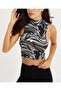 Women's Black-Ecru Half Fisherman Sleeveless Short Blouse App1201 - 2