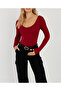Women's Burgundy Front Back U-Neck Blouse App1265 - 4