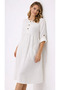Women's Plus Size White, Buttoned, Adjustable Sleeve, Crew Neck Pocket Unlined Dress 65N39434 - 4