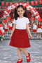 Girls' Red Skirt – School Event and Festival Performance Skirt for Ages 5-13