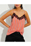Women's Salmon Lace Striped Athlete Blouse App1223 - 3