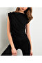 Women's Black Button Detailed Gathered Blouse App1205-1 - 3