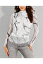 Women's White Gathered Lined Tulle Blouse App1231 - 5