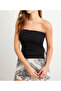 Women's Black Gathered Strapless Blouse App1308 - 5