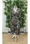    Women's Long Sleeve Double Breasted Collar Leopard Waist Belted - 7