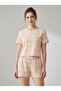 Pink and Yellow Striped T-Shirt and Knitted Shorts Set