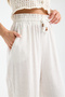 Women's Linen-Look Elastic Waist Lace-Up Comfortable Cut Summer Loose Trousers - 8