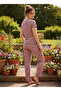 Powder Pink Floral Patterned Lace Ribbed Camisole Knitted Pajama Set 26120552 - 3