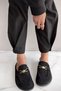 Estela Black Suede Buckle Detail Barrel Toe Women's Slippers - 4