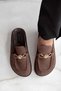 Estela Bitter Brown Suede Buckle Detail Barrel Toe Women's Slippers - 4