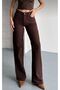 Women's Brown High-Waisted Jeans Denim Palazzo Trousers - 4