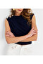 Women's Navy Blue Button Detailed Gathered Blouse App1205-1 - 3