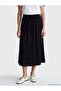 Black Elastic Waist Flared Skirt - 2