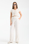 Women's Ecru Buttoned Openwork Knitwear Crop Blouse Summer Short Sleeve Bohemian Knitted Blouse - 8